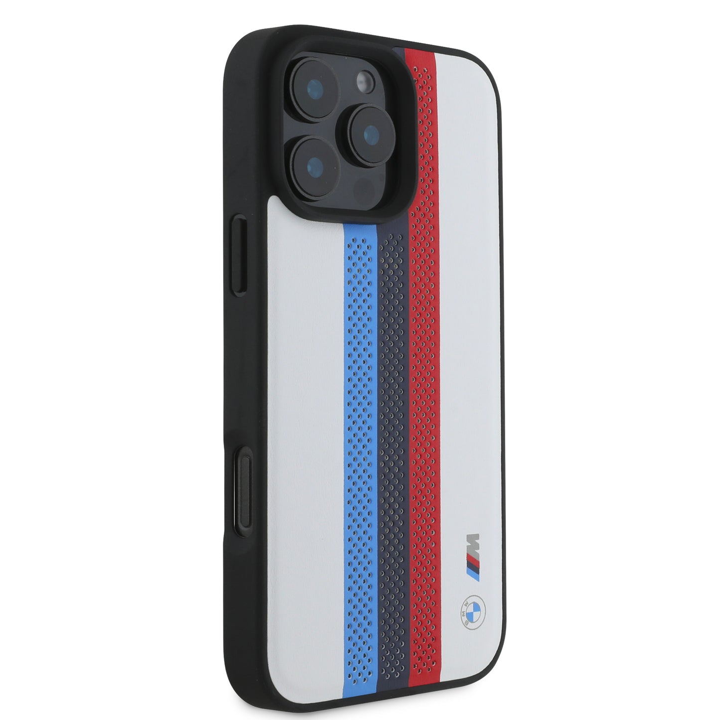 Funda BMW con Líneas Tricolor M Sport para iPhone 16 Pro Max - Blanco | Case Original