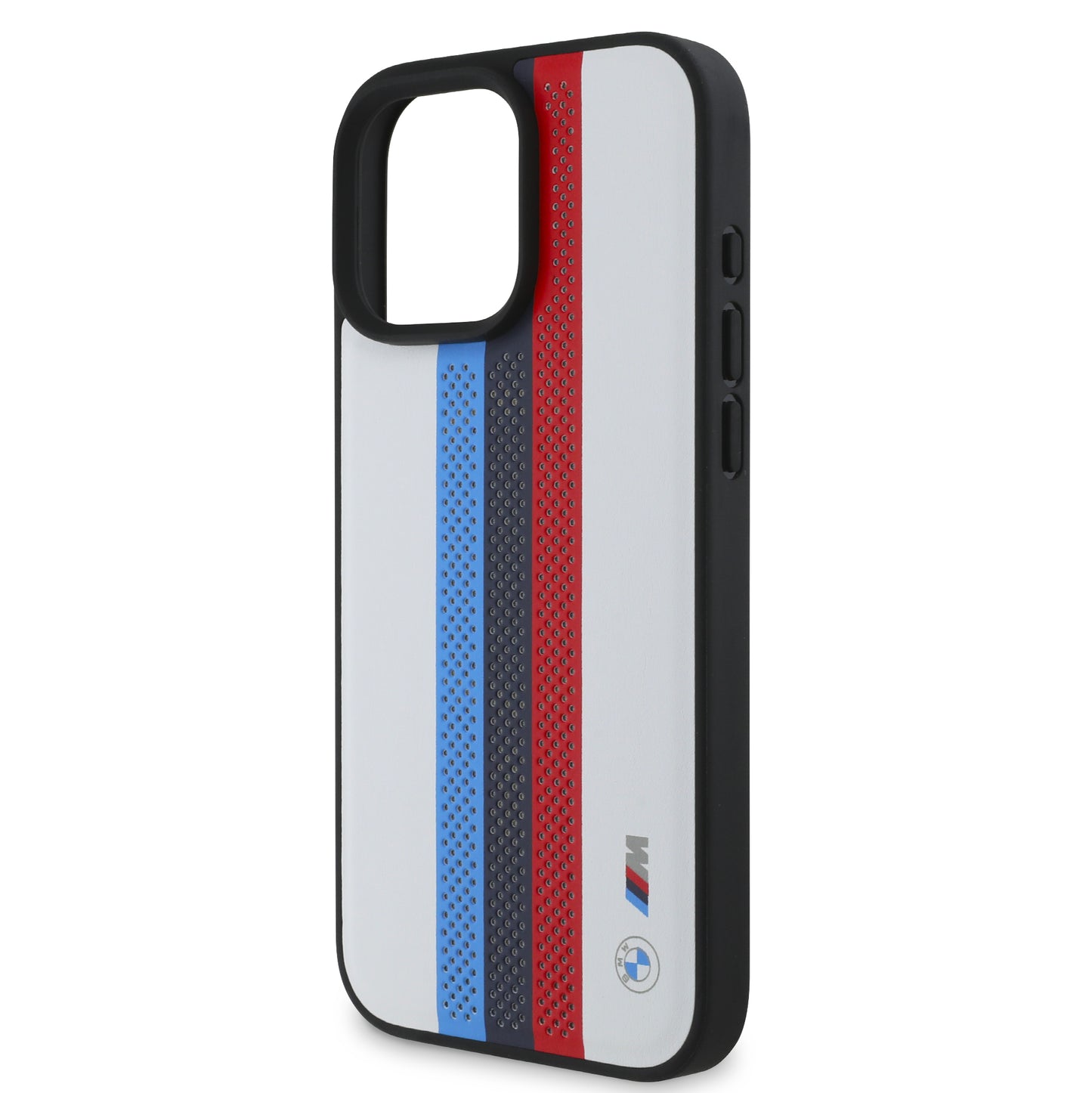 Funda BMW con Líneas Tricolor M Sport para iPhone 16 Pro Max - Blanco | Case Original