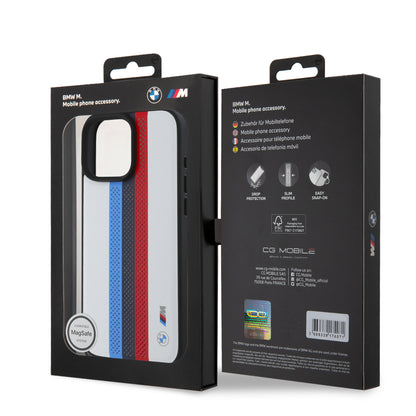 Funda BMW con Líneas Tricolor M Sport para iPhone 16 Pro Max - Blanco | Case Original