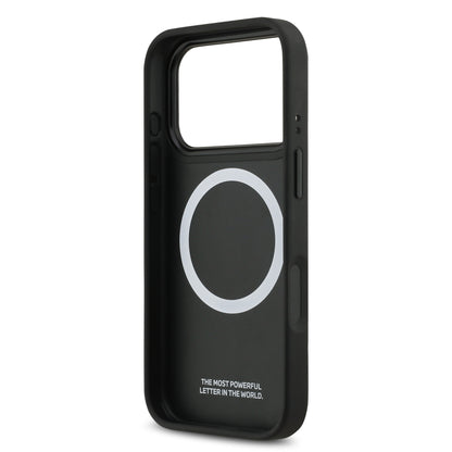 Funda BMW M Series MagSafe de Piel Perforada Azul con Franja Deportiva para iPhone 17 Pro | Case Original de Lujo