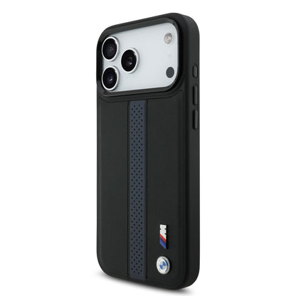 Funda BMW M Series MagSafe Azul con Franja Perforada para iPhone 17 Pro Max | Case Original de Lujo