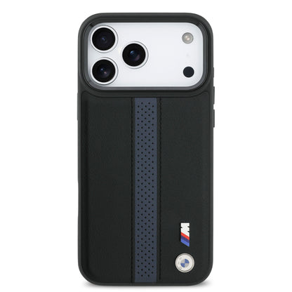 Funda BMW M Series MagSafe Azul con Franja Perforada para iPhone 17 Pro Max | Case Original de Lujo