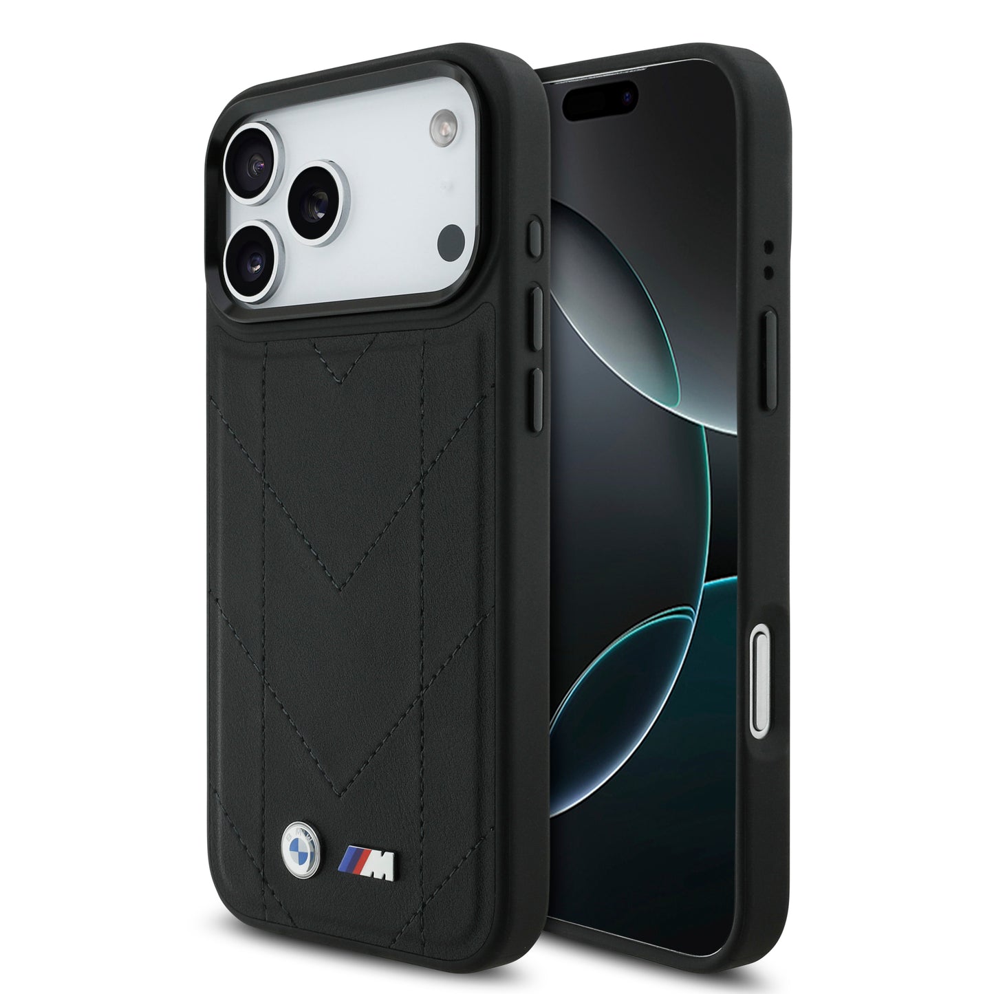 Funda BMW M Series MagSafe de Piel Acolchada Negra para iPhone 17 Pro | Case Original de Lujo