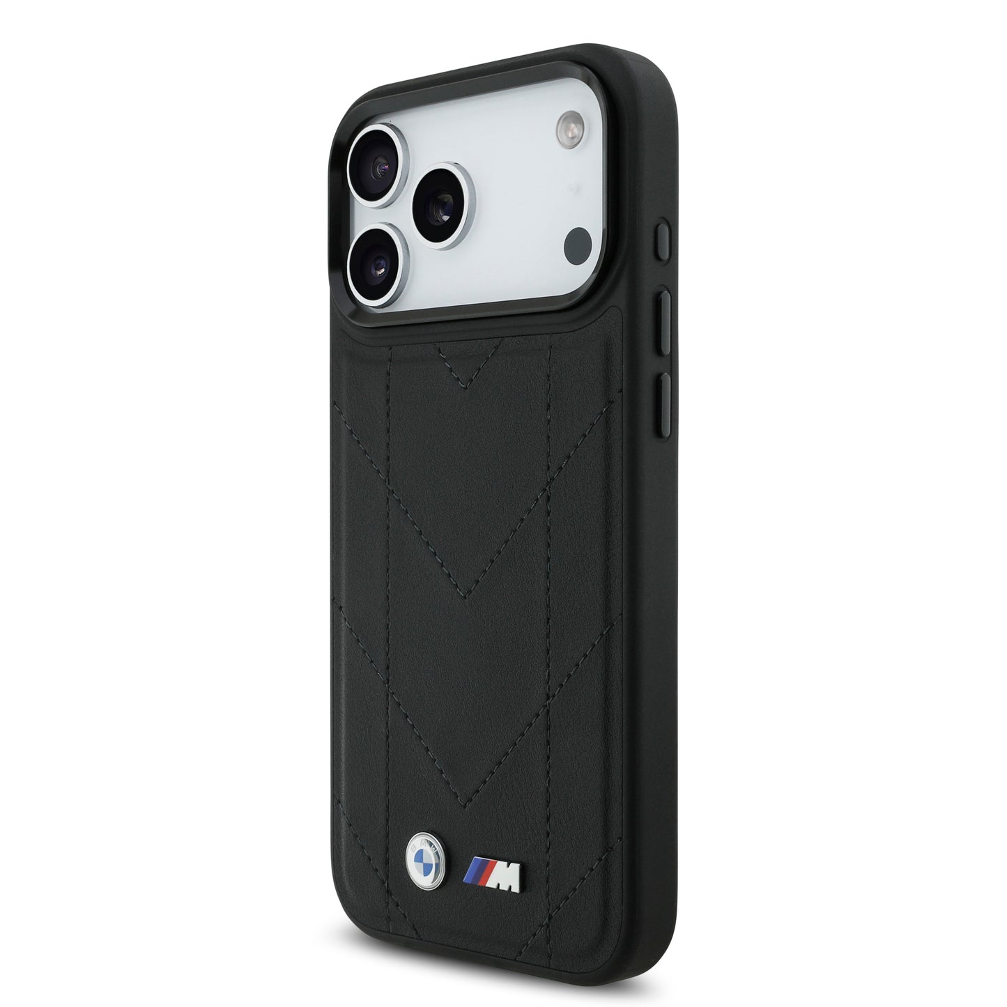 Funda BMW M Series MagSafe de Piel Acolchada Negra para iPhone 17 Pro | Case Original de Lujo