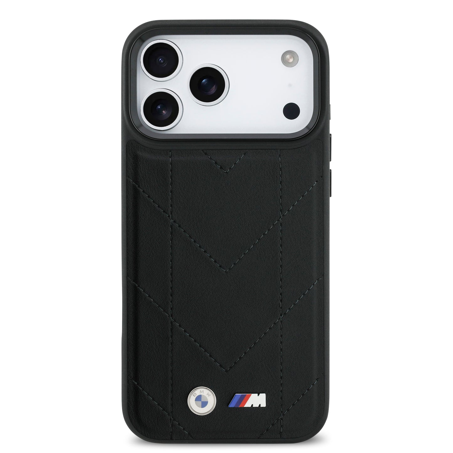Funda BMW M Series MagSafe de Piel Acolchada Negra para iPhone 17 Pro Max | Case Original de Lujo
