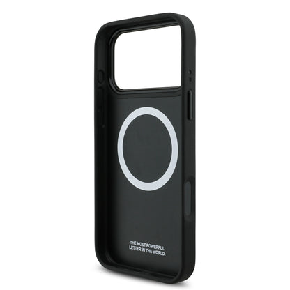 Funda BMW M Series MagSafe de Piel Acolchada Negra para iPhone 17 Pro | Case Original de Lujo