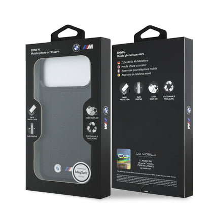 Funda BMW M Series MagSafe de Piel Acolchada Negra para iPhone 17 Pro Max | Case Original de Lujo