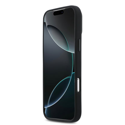 Funda BMW M Series MagSafe de Silicona Negra con Líneas y Logo para iPhone 17 Pro Max | Case Original de Lujo