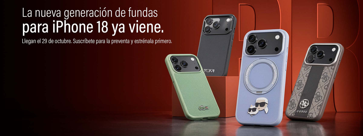 La nueva generación de fundas para iPhone 18 ya viene: Karl Lagerfeld, Guess, Lacoste y Tumi. Llegan el 29 de octubre.