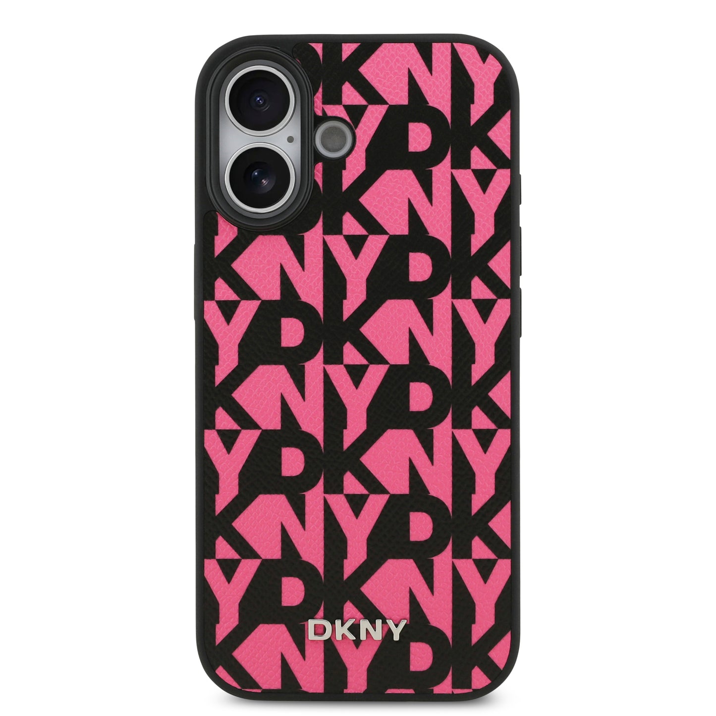 Funda DKNY MagSafe de Piel Granulada con Patrón de Cuadrícula para iPhone 17 - Rosa | Case Original de Lujo