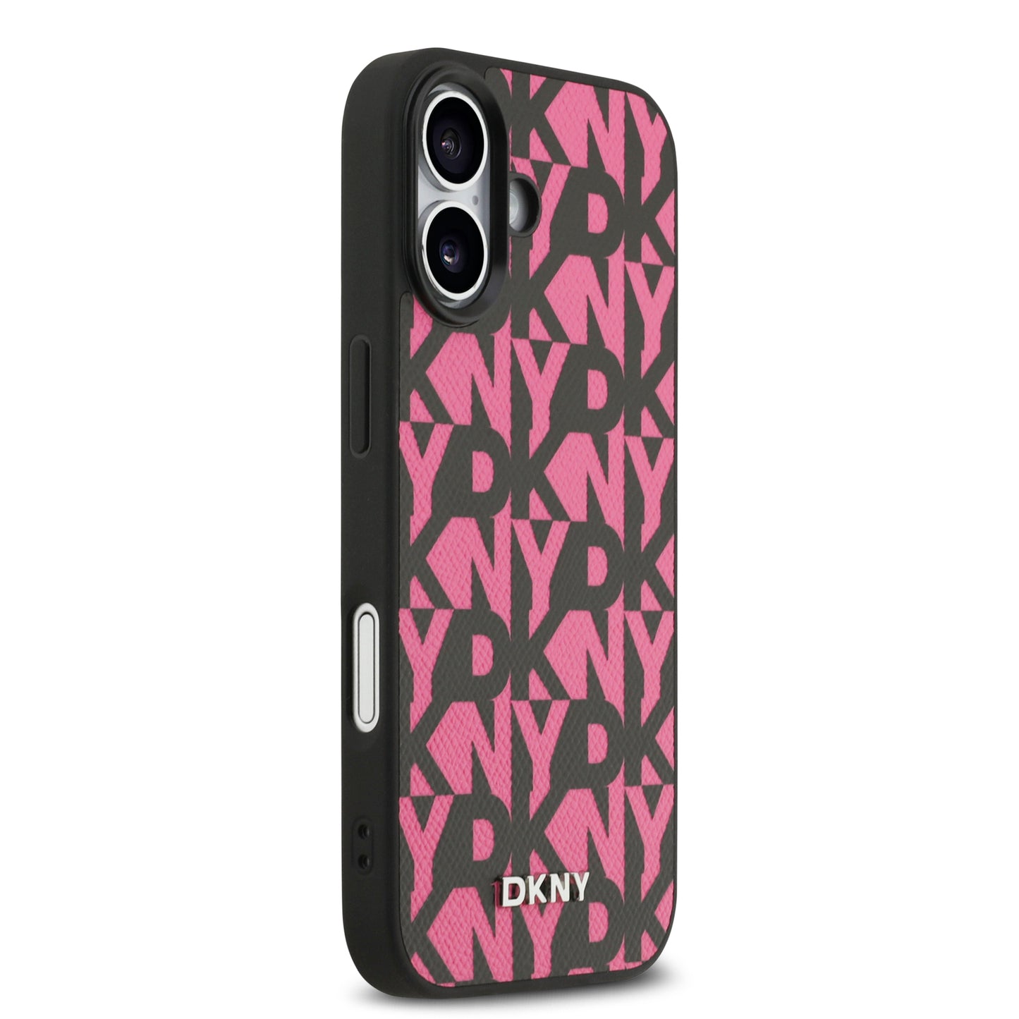 Funda DKNY MagSafe de Piel Granulada con Patrón de Cuadrícula para iPhone 17 - Rosa | Case Original de Lujo