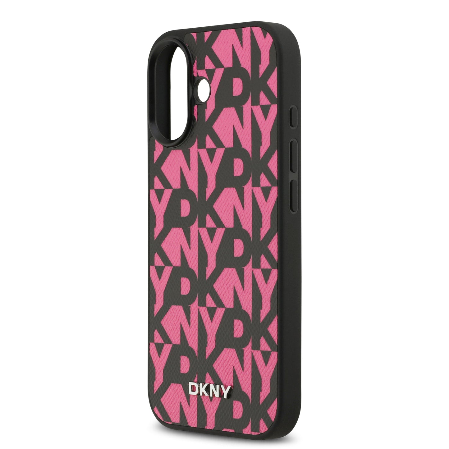 Funda DKNY MagSafe de Piel Granulada con Patrón de Cuadrícula para iPhone 17 - Rosa | Case Original de Lujo