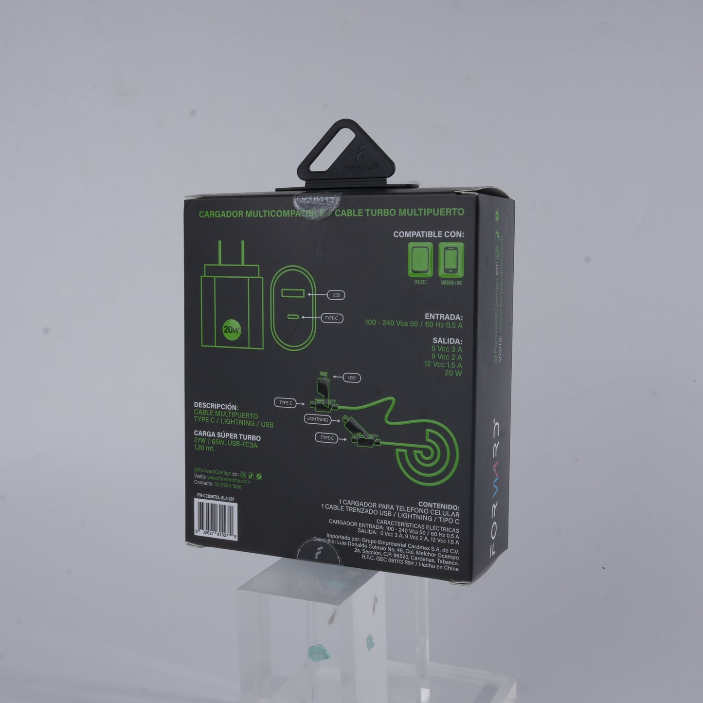 Cargador Forward de Pared con Cable 3 en 1 Universal | Carga Rápida para iPhone, USB-C y USB