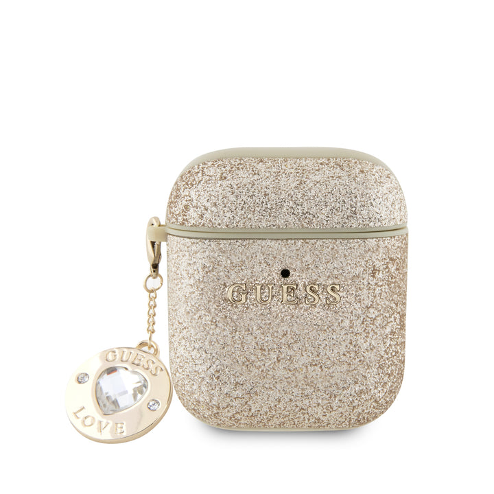 Funda Guess Logo Clásico AirPods 1/2 Brillo Dorado