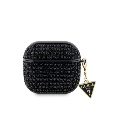 Case Guess AirPods 4 Negro con Diamantes y Dije Triángulo – Estilo y Protección
