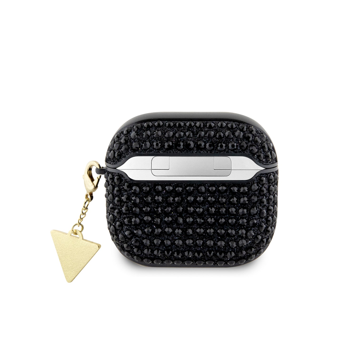 Case Guess AirPods 4 Negro con Diamantes y Dije Triángulo – Estilo y Protección
