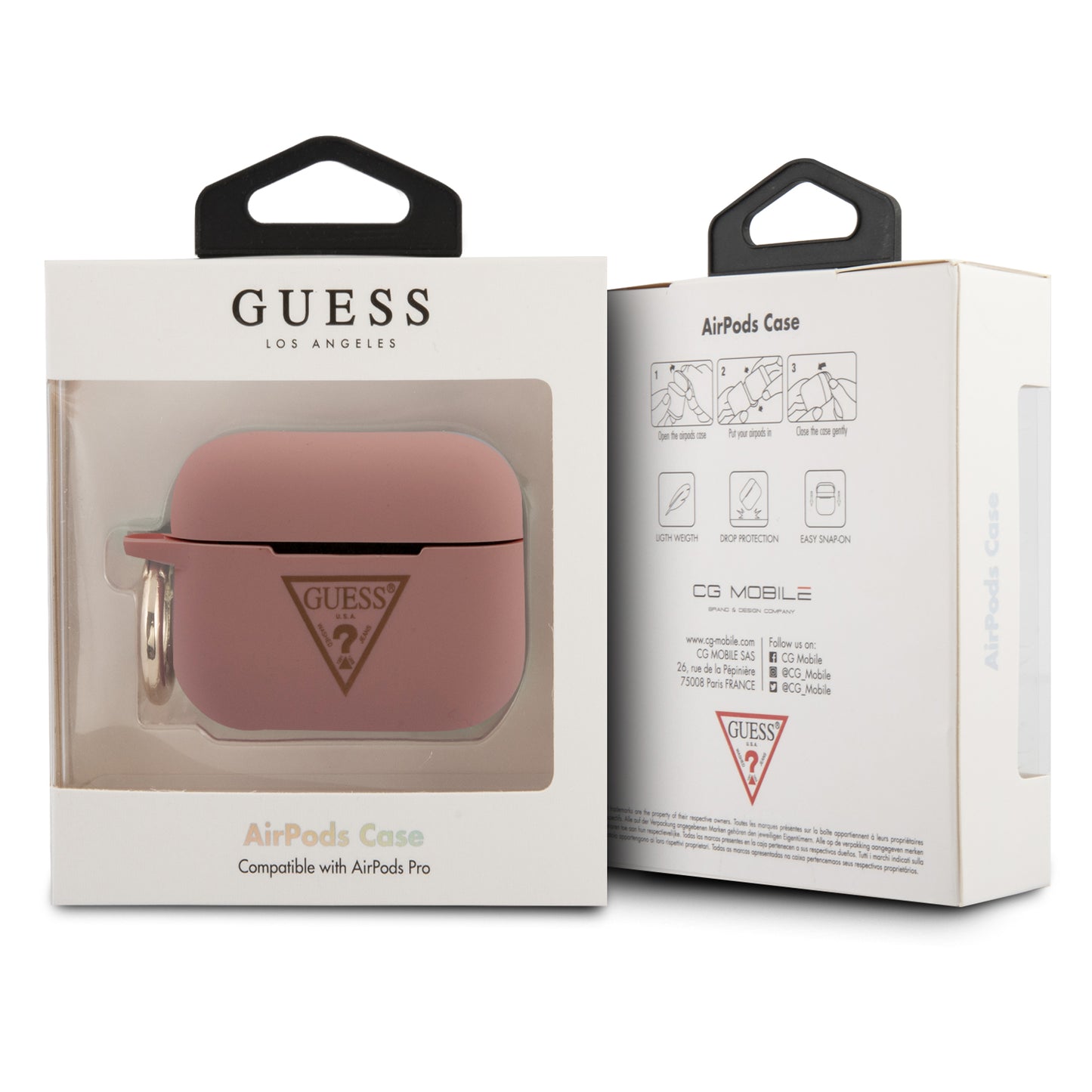 Case Guess AirPods Pro Rosa – Silicón con Logo Triángulo