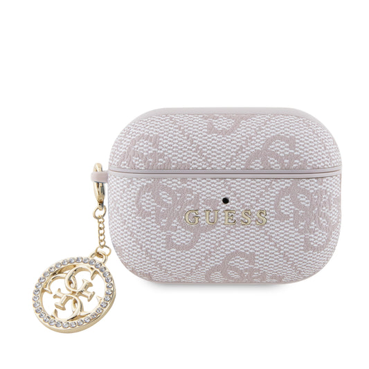 Case Guess Rosa 4G con Logo Metálico y Charms para AirPods Pro 2 | Estilo Elegante y Protección Premium