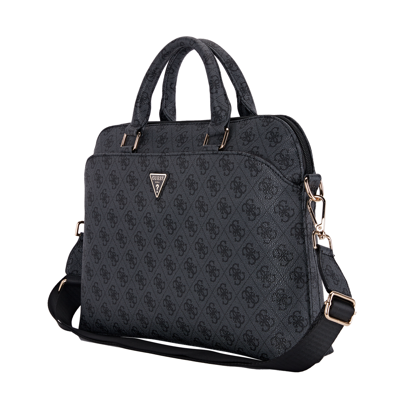 Portafolio Guess 4G Logo Triángulo 15" Negro | Estilo Profesional y Elegante