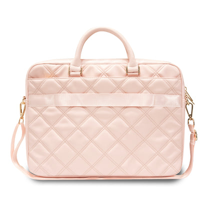 Portafolio Guess 16" Logo 4G Acolchado Rosa - Bolsa de trabajo