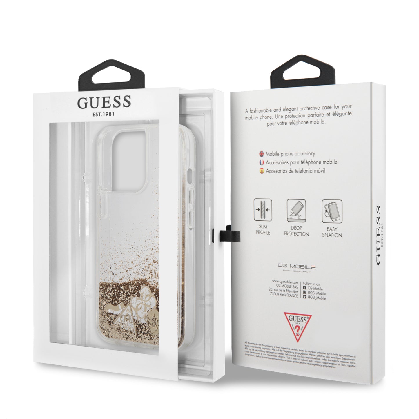 Case Guess Brillos Dorados para iPhone 13 Pro - Elegancia y Protección