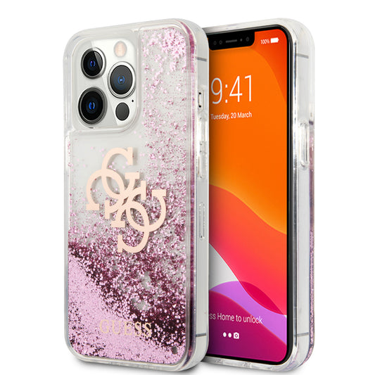 Case Guess Glitter Líquido 4G para iPhone 13 Pro - Rosa Elegante y Brillante