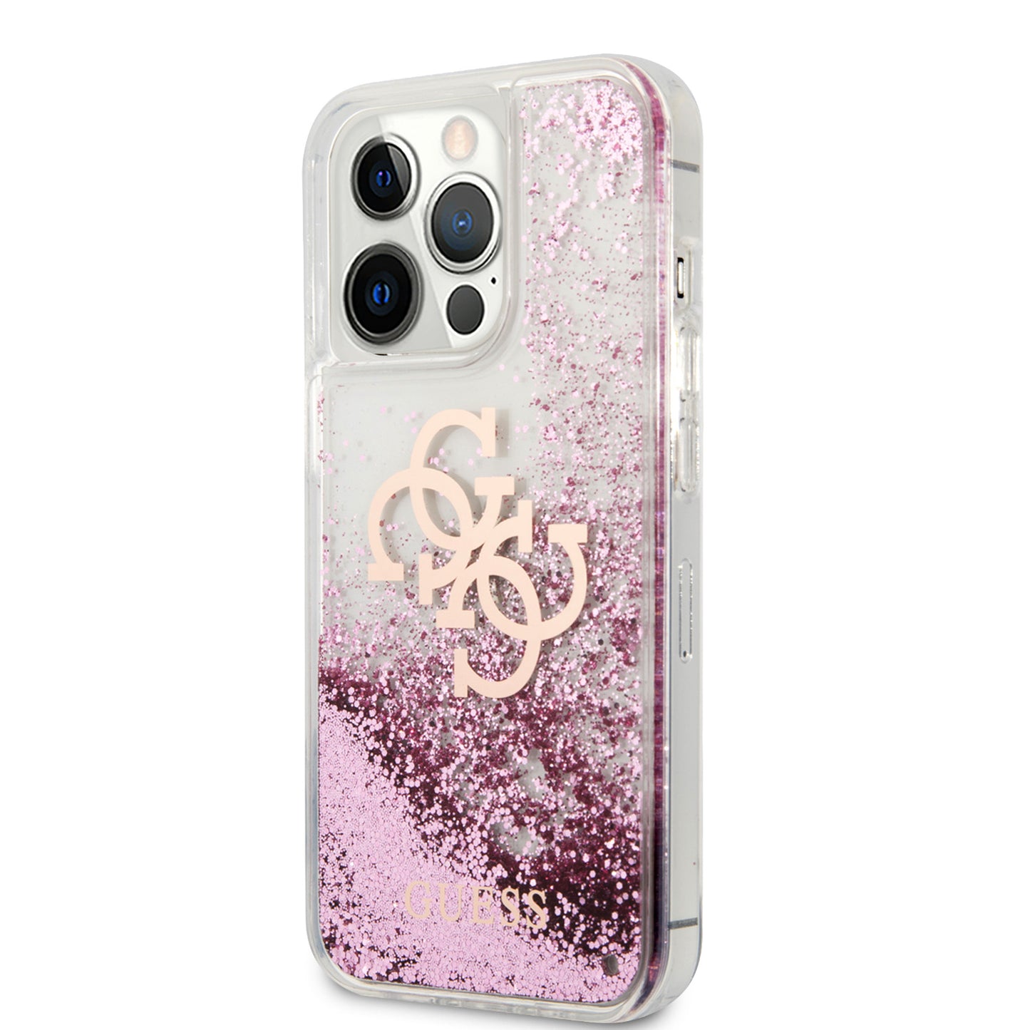 Case Guess Glitter Líquido 4G para iPhone 13 Pro - Rosa Elegante y Brillante