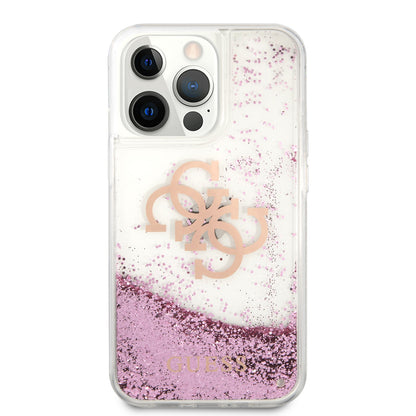 Case Guess Glitter Líquido 4G para iPhone 13 Pro - Rosa Elegante y Brillante