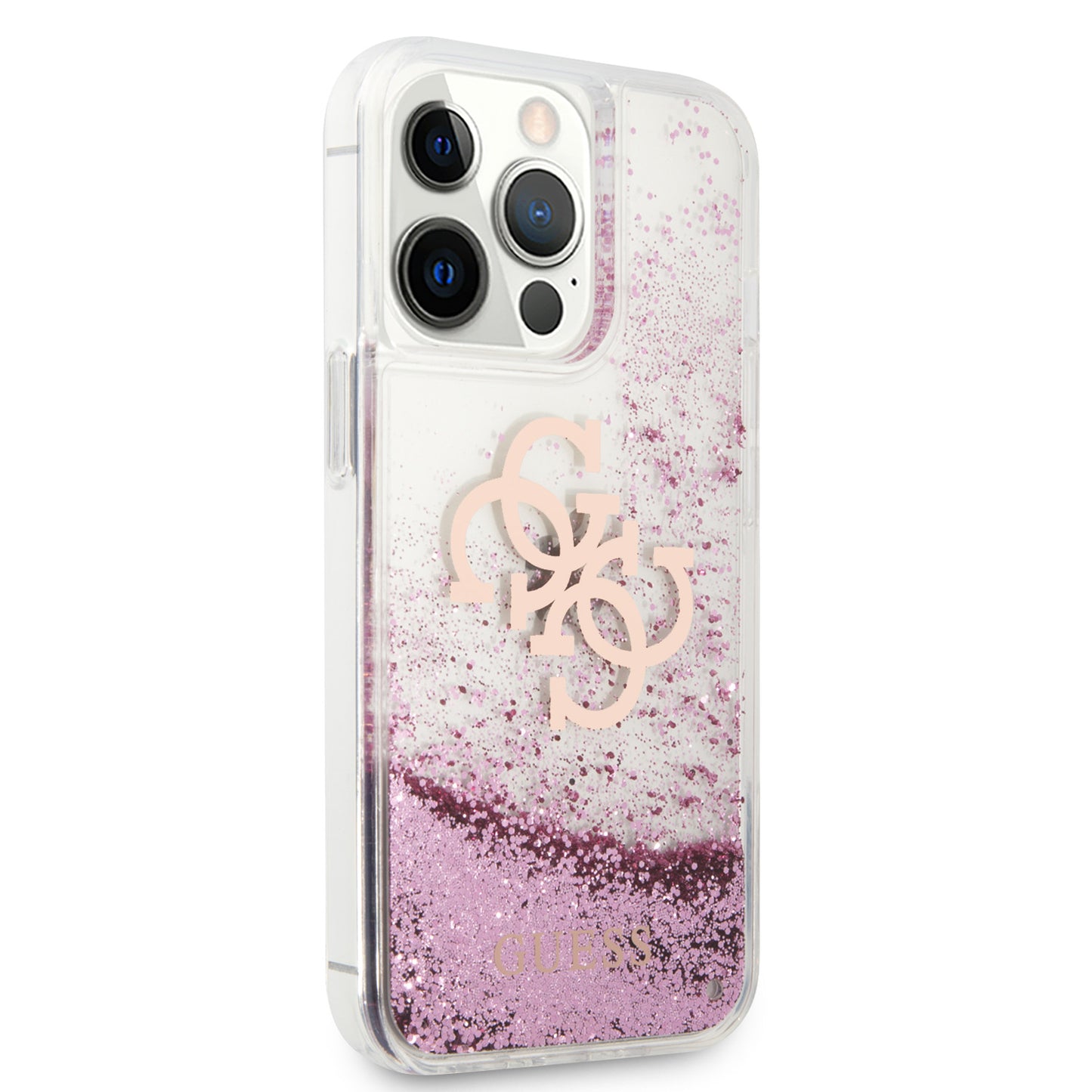 Case Guess Glitter Líquido 4G para iPhone 13 Pro - Rosa Elegante y Brillante