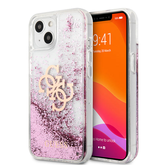 Case Guess TPU Glitter para iPhone 13 - Rosa Brillante y Elegante