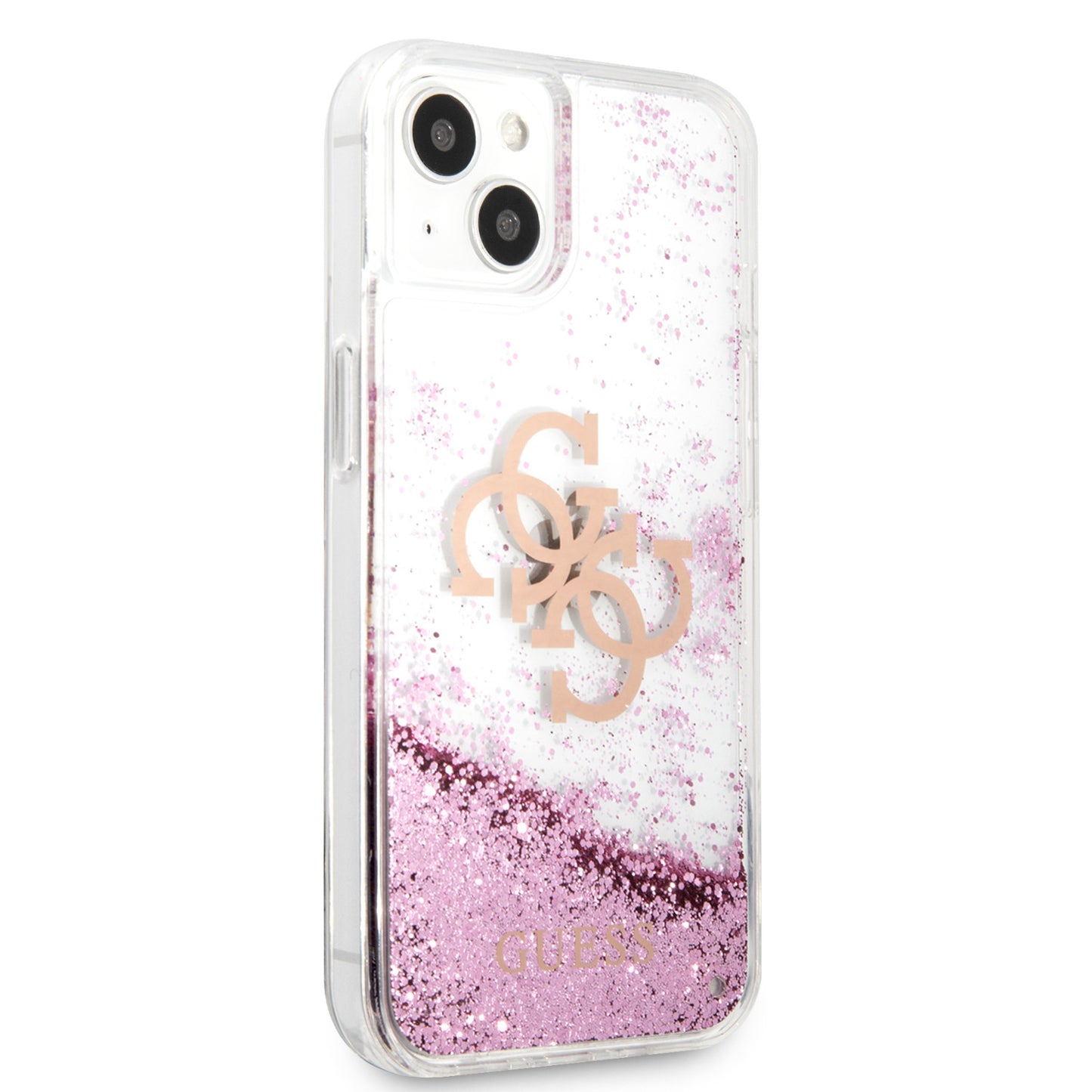 Case Guess TPU Glitter para iPhone 13 - Rosa Brillante y Elegante