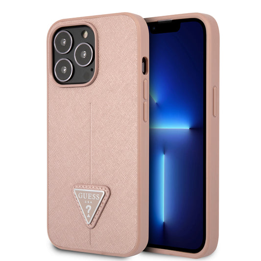 Case Guess Logo Clásico Rosa para iPhone 13 Pro Max - Funda Protectora de Lujo