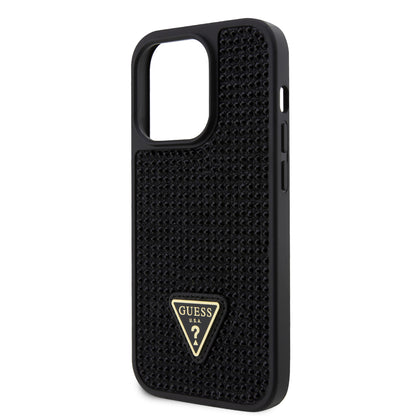 Case Guess Pedrería Logo Clásico para iPhone 15 Pro Negro - Funda de Lujo