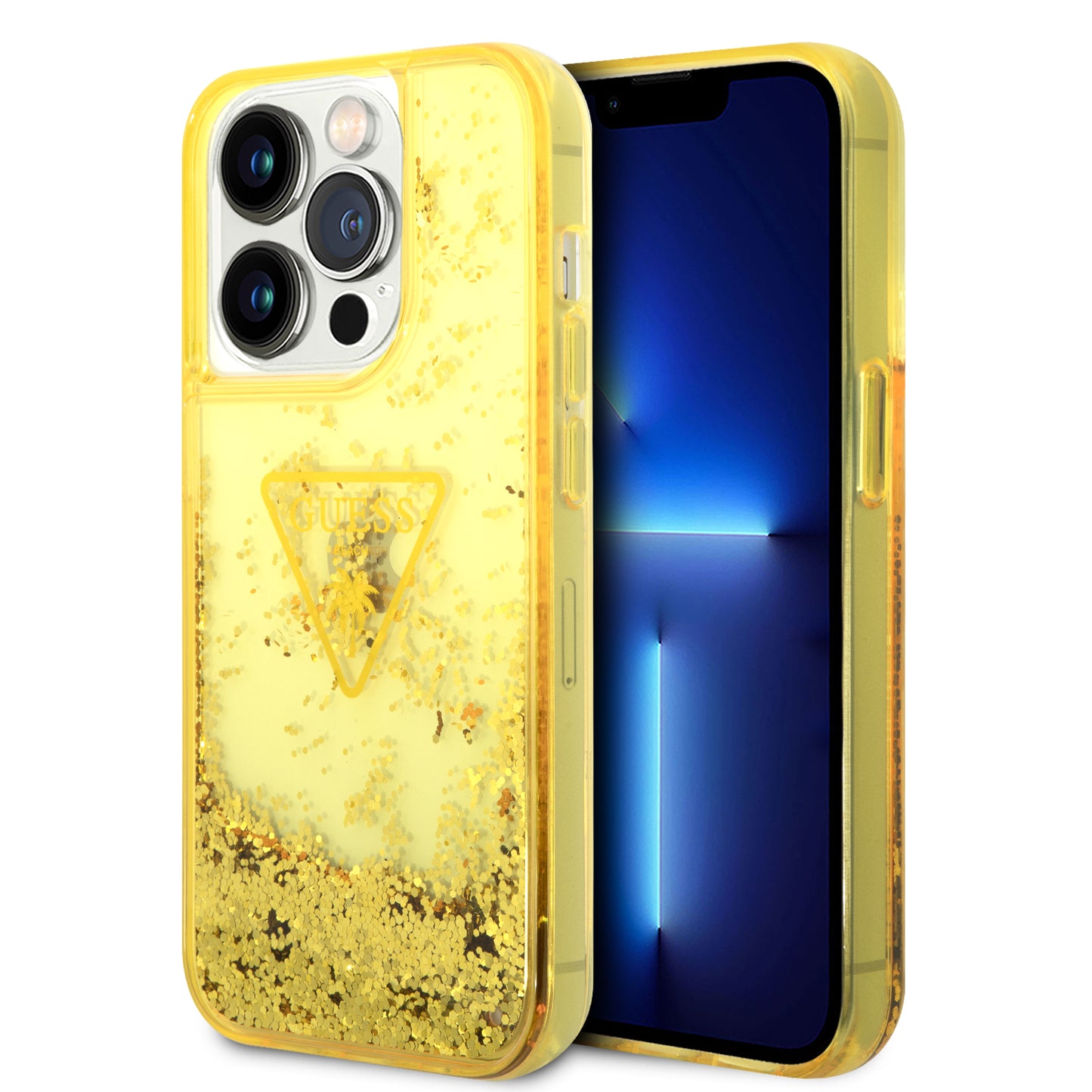 Case Guess Brillantina Amarillo para iPhone 14 Pro | Estilo y Protección Premium