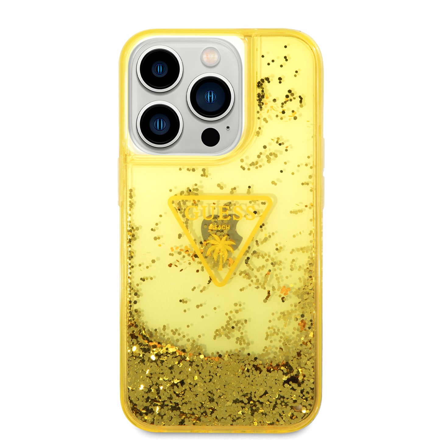 Case Guess Brillantina Amarillo para iPhone 14 Pro | Estilo y Protección Premium