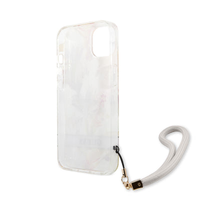 Case Guess Flores con Brillos para iPhone 14 Plus – Funda Lila Original