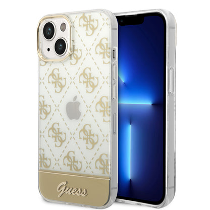 Funda Guess con Logo 4G Impreso para iPhone 14 Plus - Dorado | Case Original de Lujo