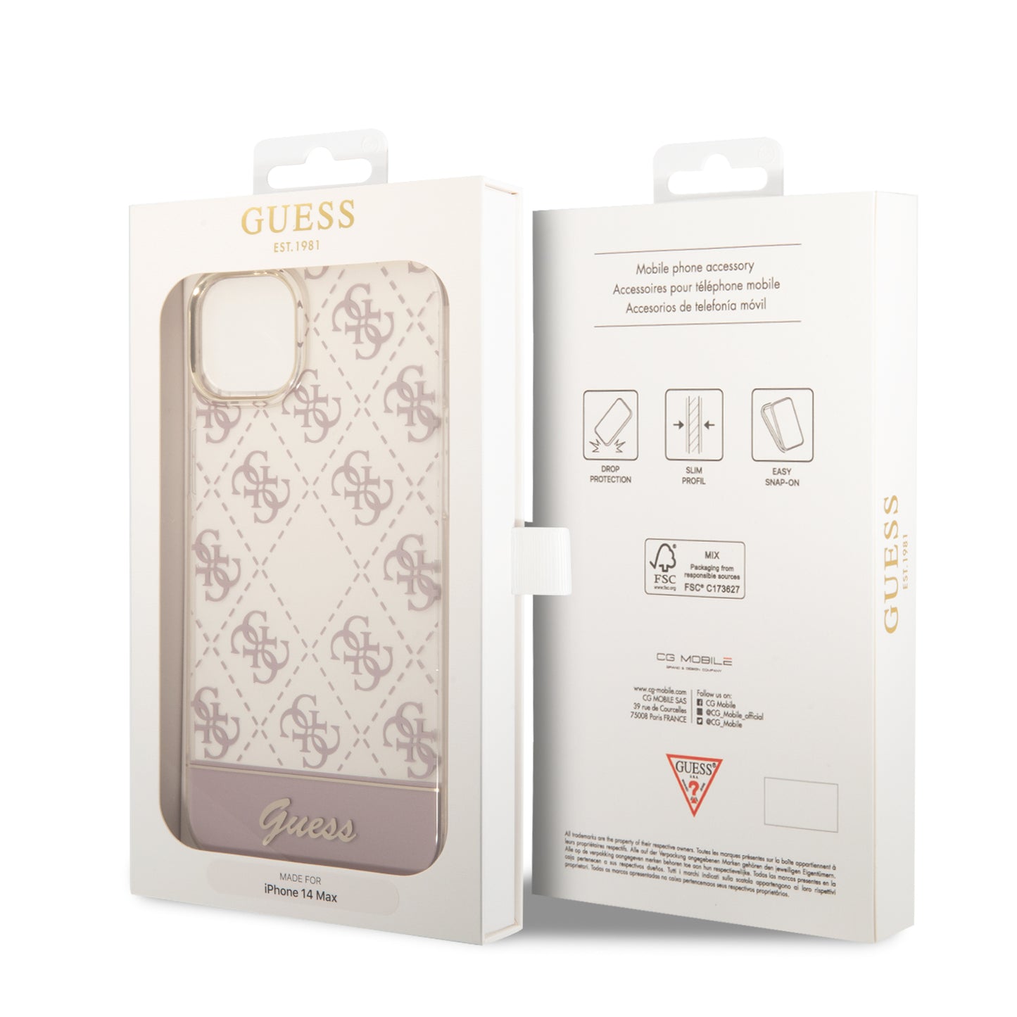 Funda Guess con Logo 4G Impreso para iPhone 14 Plus - Rosa | Case Original de Lujo