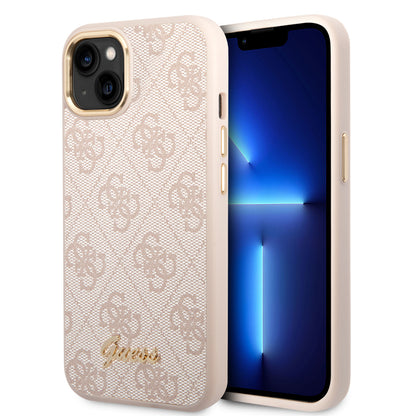 Case Guess 4G Logo Script Rosa para iPhone 14 Plus | Estilo & Protección Premium
