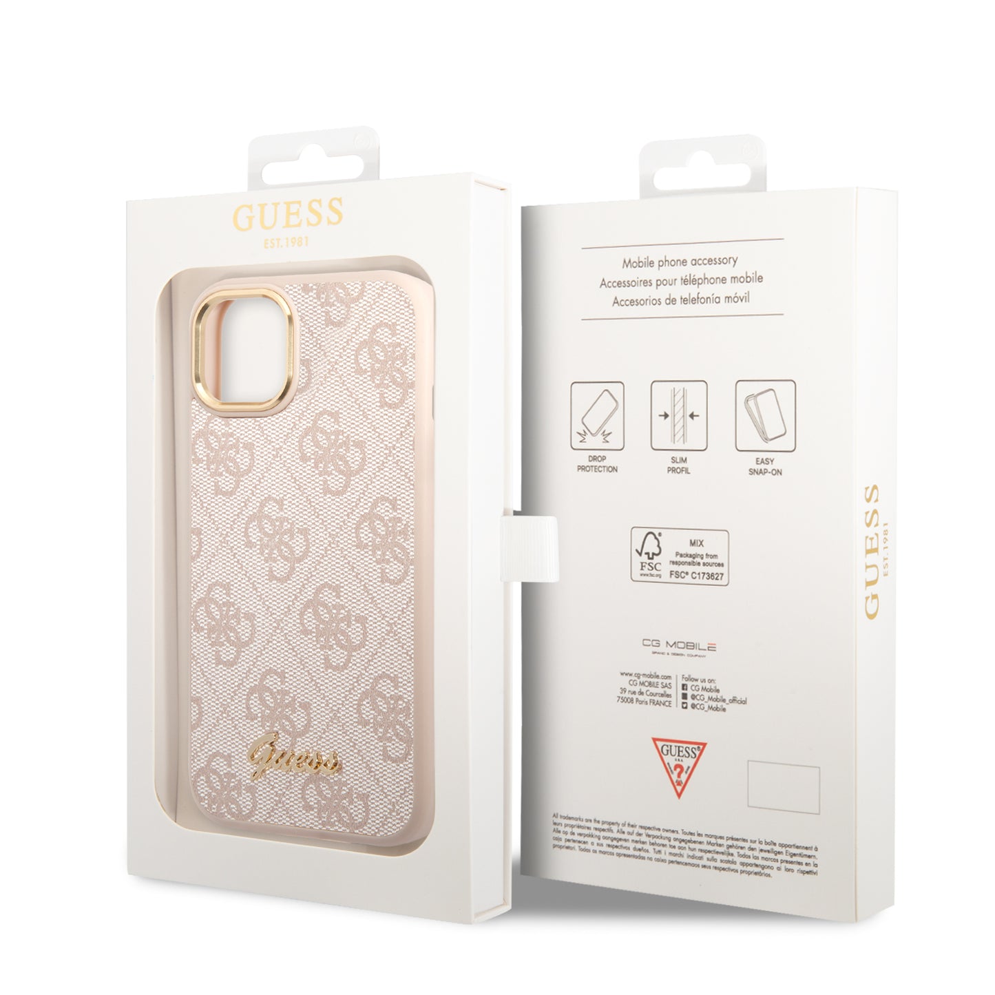 Case Guess 4G Logo Script Rosa para iPhone 14 Plus | Estilo & Protección Premium