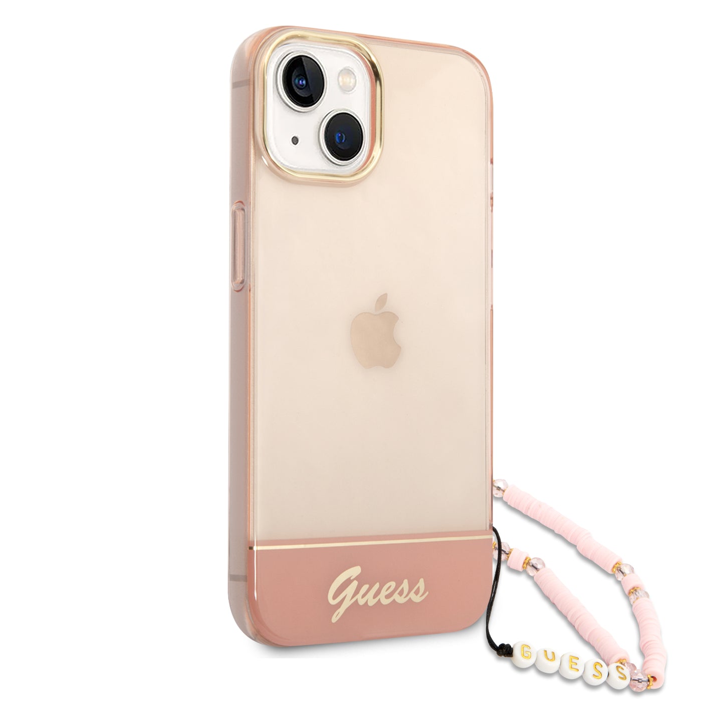 Case Guess Translúcida con Correa Rosa para iPhone 14 Plus | PC + TPU Resistente
