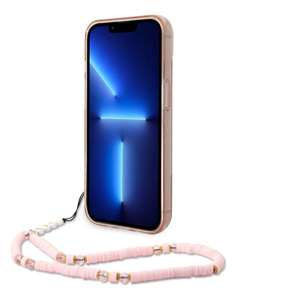 Case Guess Translúcida con Correa Rosa para iPhone 14 Plus | PC + TPU Resistente
