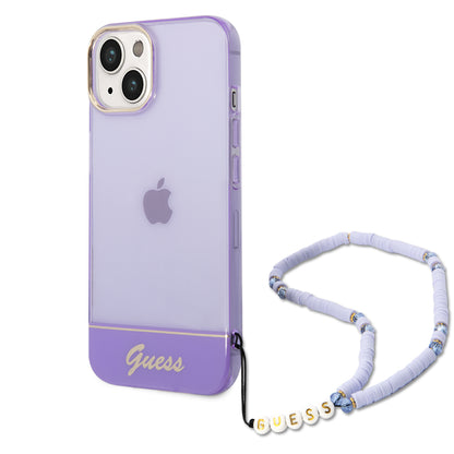 Funda Guess Translúcida con Correa Lila para iPhone 14 Plus – PC/TPU Premium