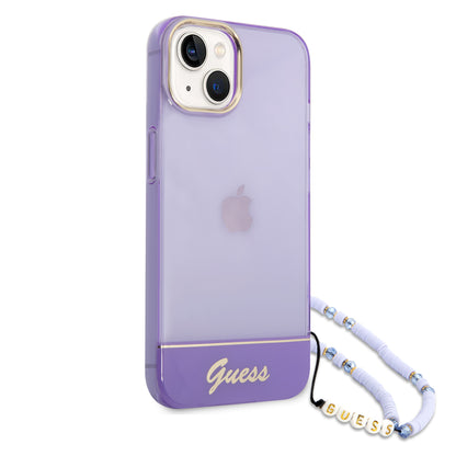 Funda Guess Translúcida con Correa Lila para iPhone 14 Plus – PC/TPU Premium