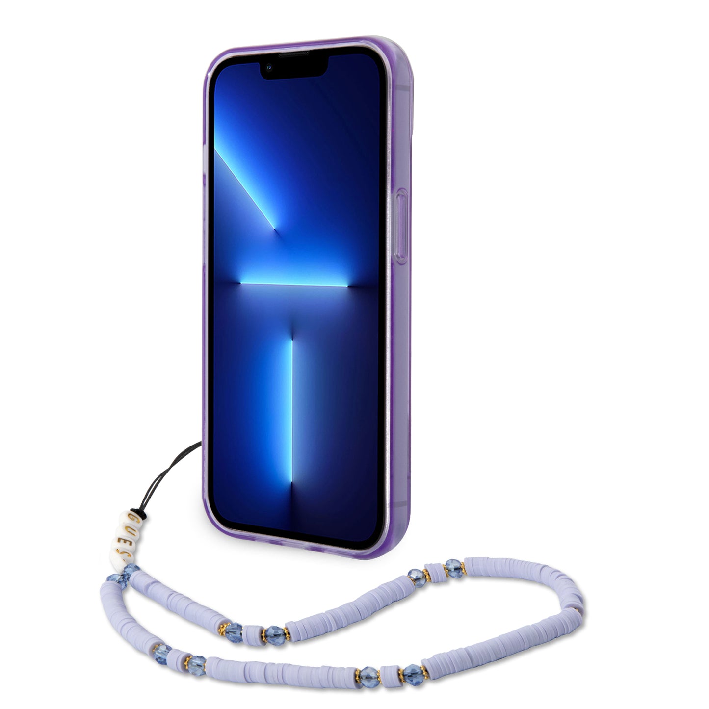 Funda Guess Translúcida con Correa Lila para iPhone 14 Plus – PC/TPU Premium