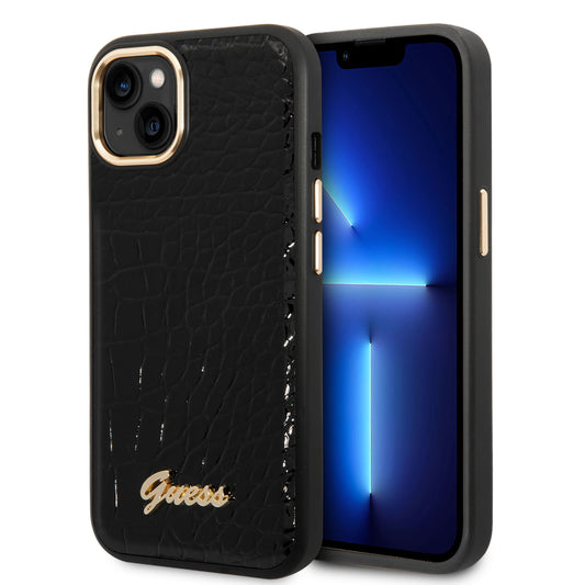 Funda Guess Tipo Piel de Cocodrilo Negra para iPhone 14 Plus – Estilo Premium