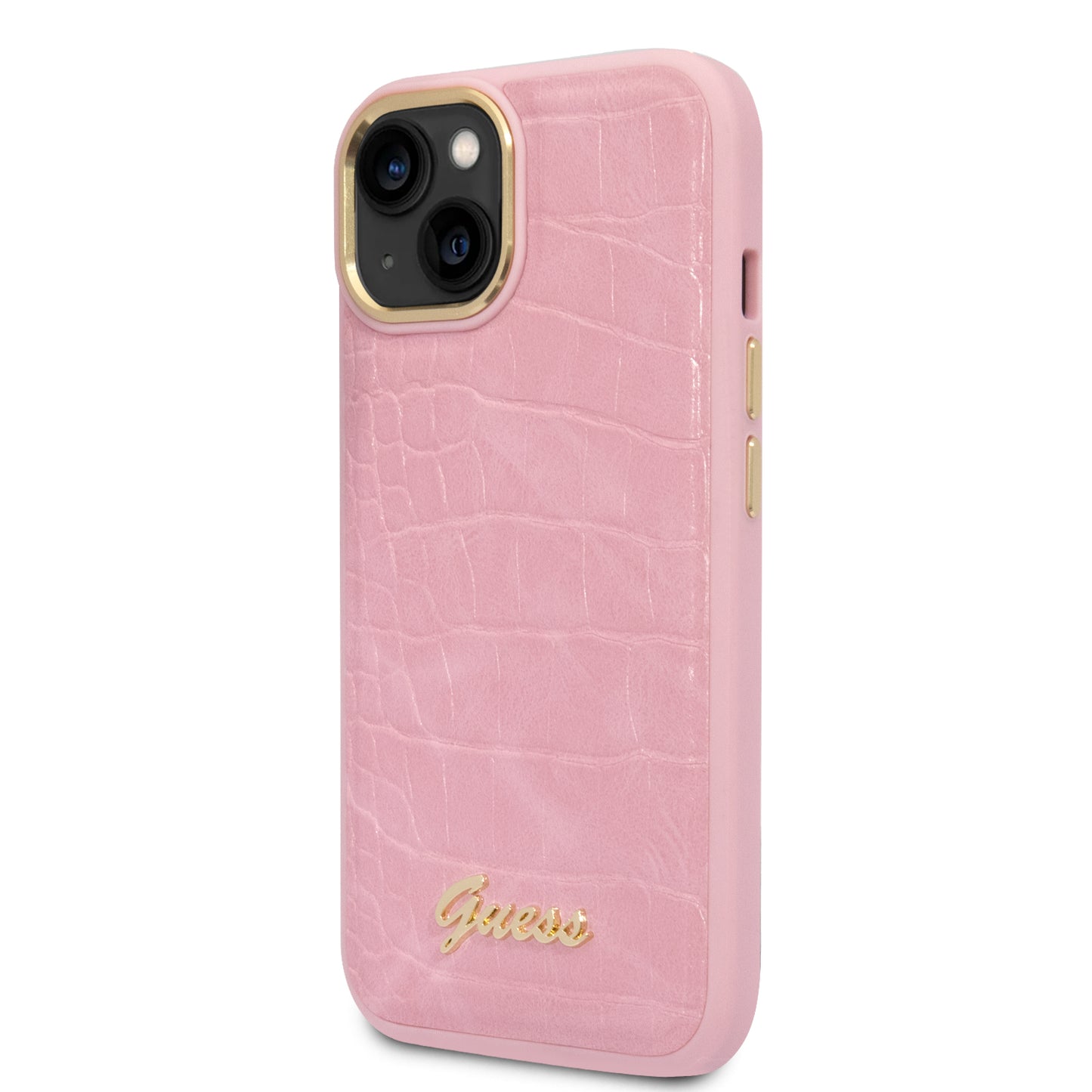 Funda Guess Tipo Piel de Cocodrilo Rosa para iPhone 14 Plus – Estilo Premium