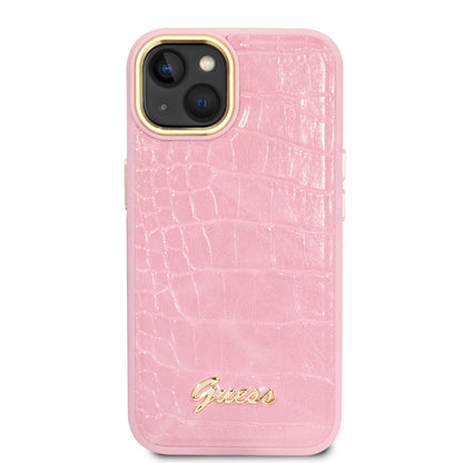 Funda Guess Tipo Piel de Cocodrilo Rosa para iPhone 14 Plus – Estilo Premium