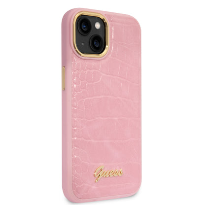 Funda Guess Tipo Piel de Cocodrilo Rosa para iPhone 14 Plus – Estilo Premium