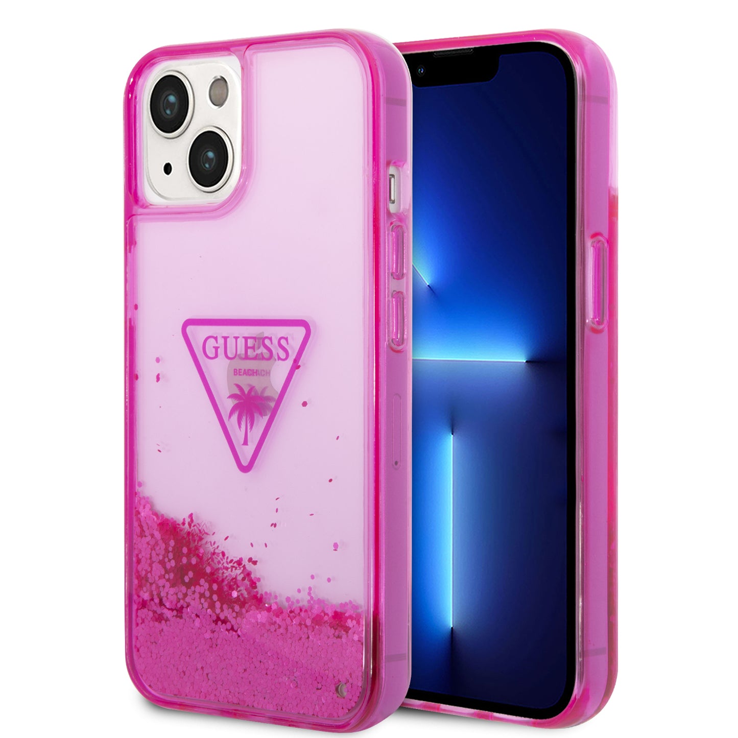 Case Guess Brillos Líquidos Rosa para iPhone 14 Plus | Estilo Glam y Protección